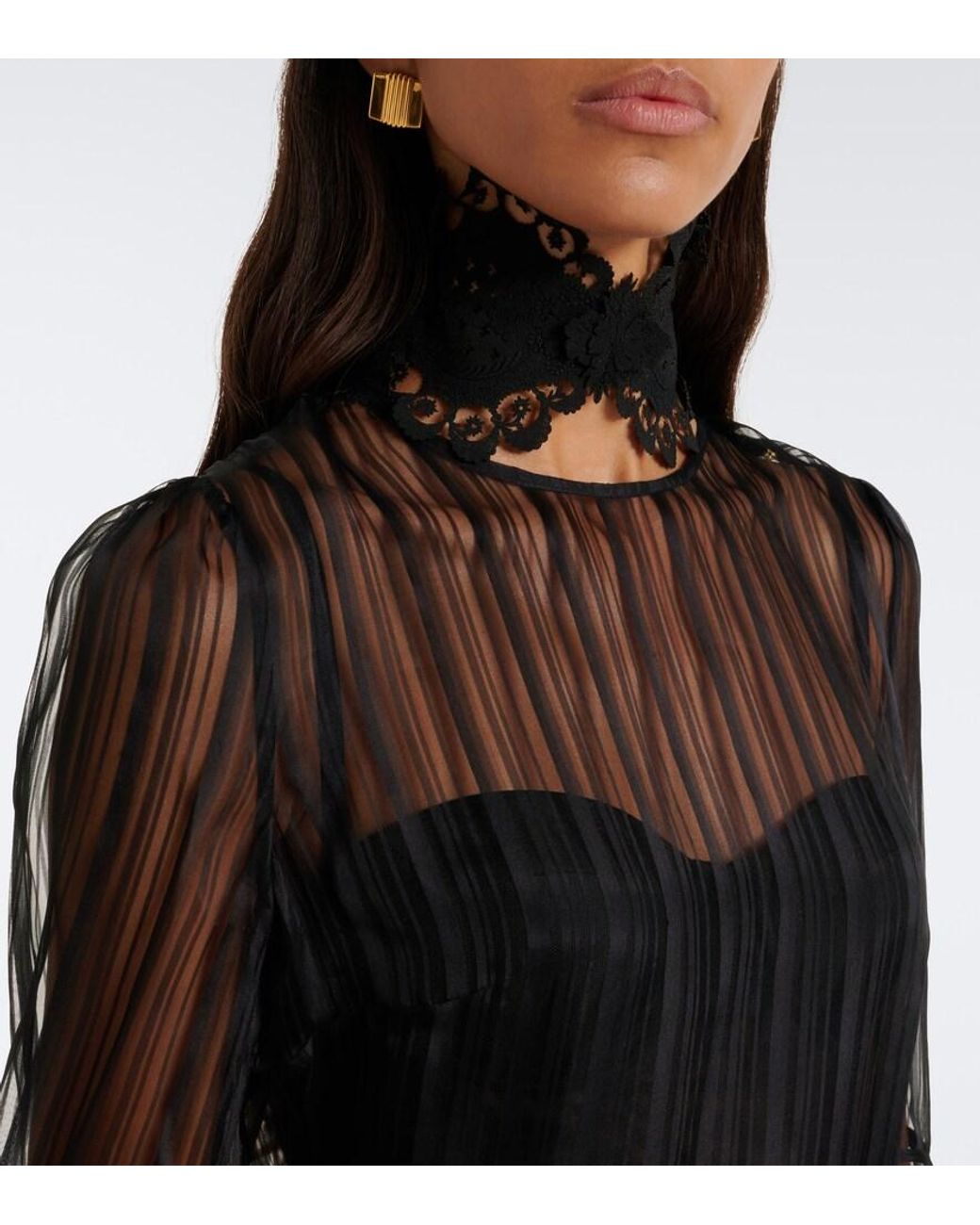Zimmermann Black Valiant Lantern Silk Organza Minidress