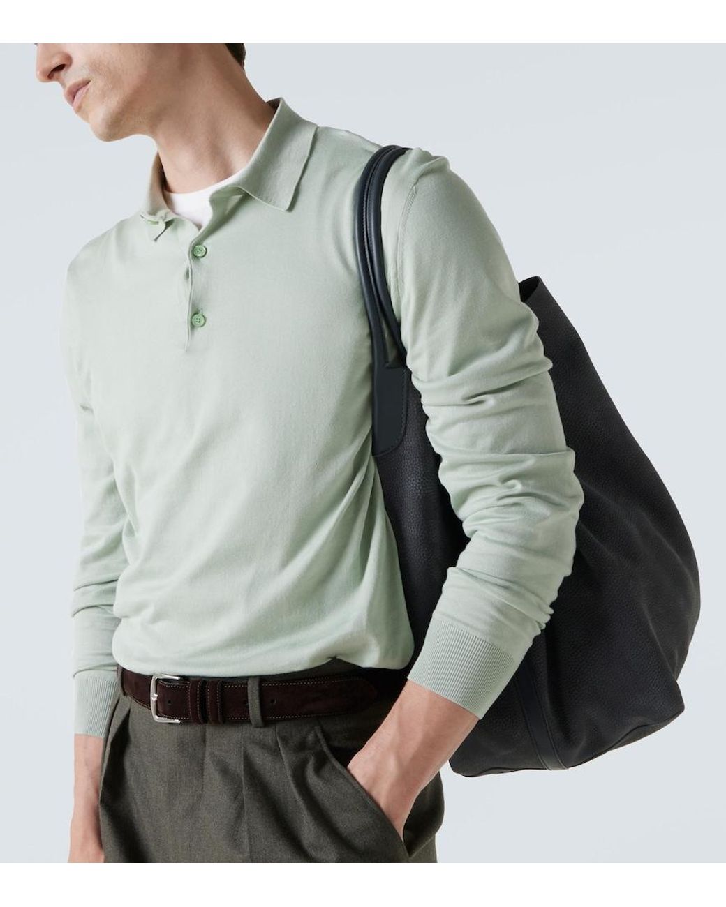 Loro Piana Green Cotton Polo Shirt for men