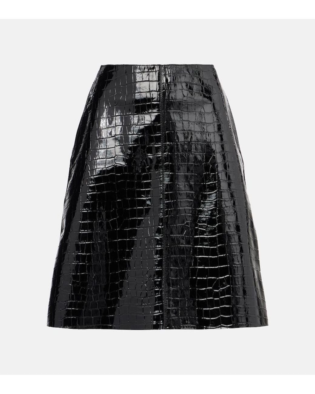 Totême Black Croc-Effect Leather Miniskirt