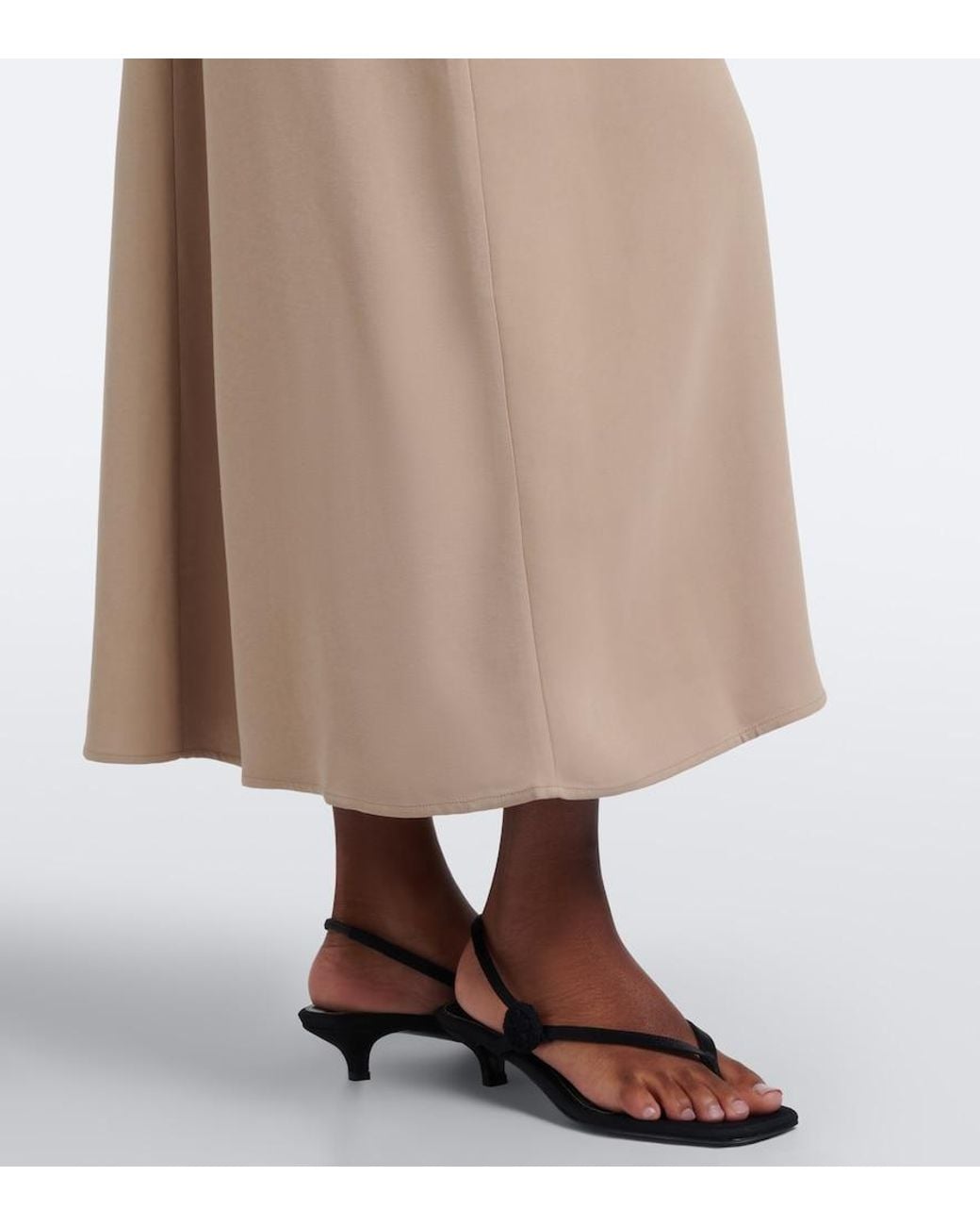 Totême Natural Draped Tie-Neck Cady Midi Dress