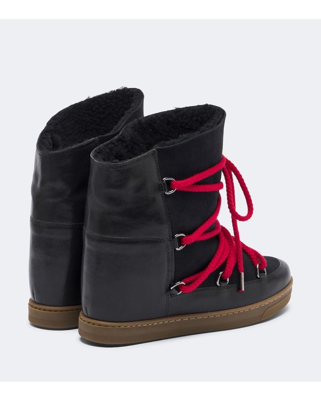Isabel Marant Red Nowles Leather And Suede Snow Boots