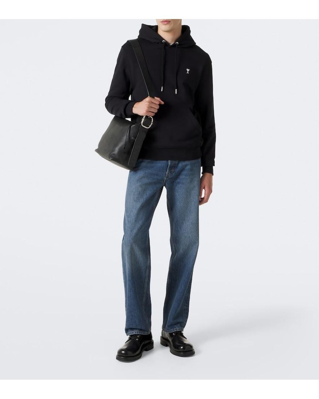AMI Blue Ami De Cour Cotton Jersey Hoodie for men