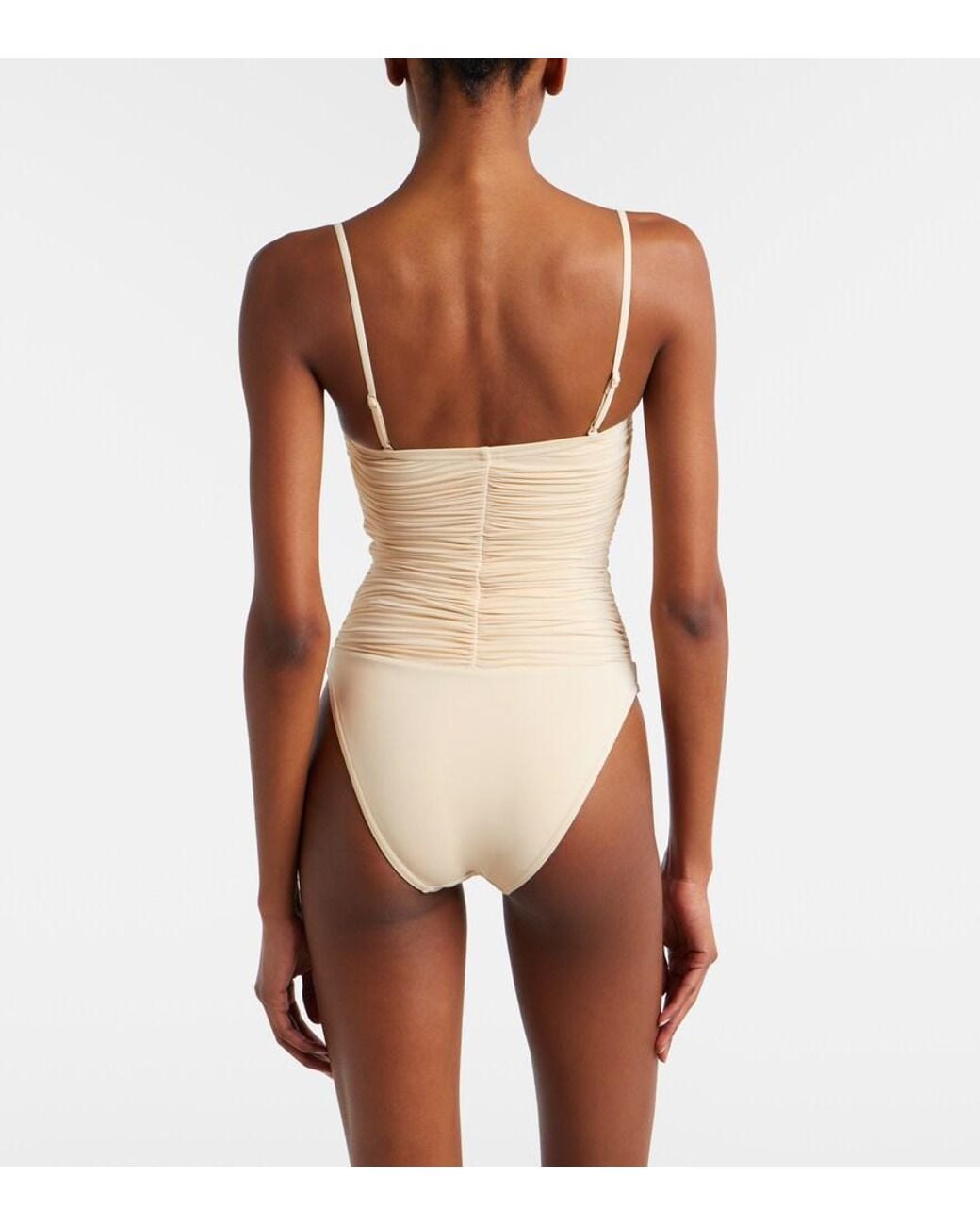 Zimmermann Natural Como Bow-Detail Draped Swimsuit