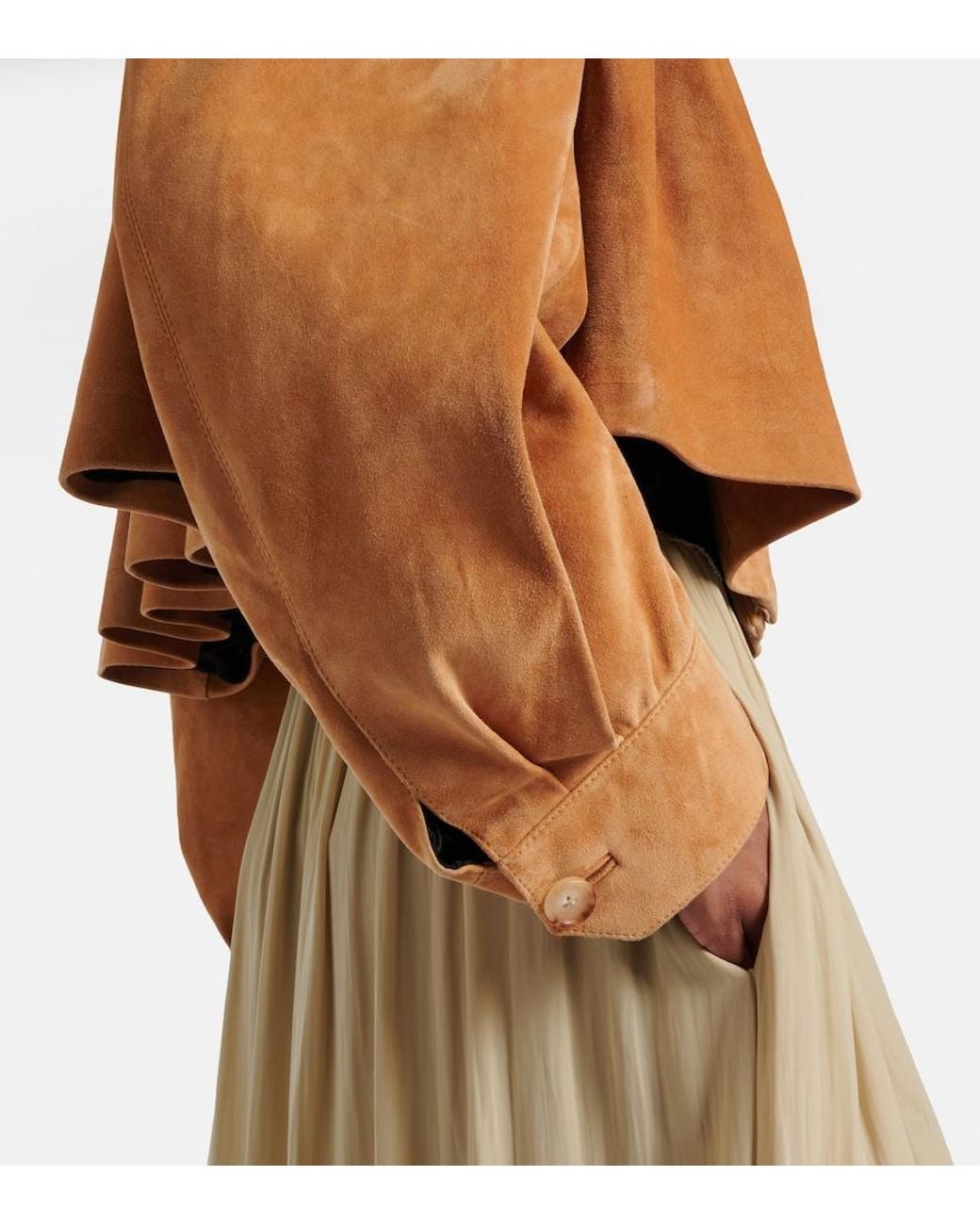 Chloé Brown Cropped Gathered Suede Jacket