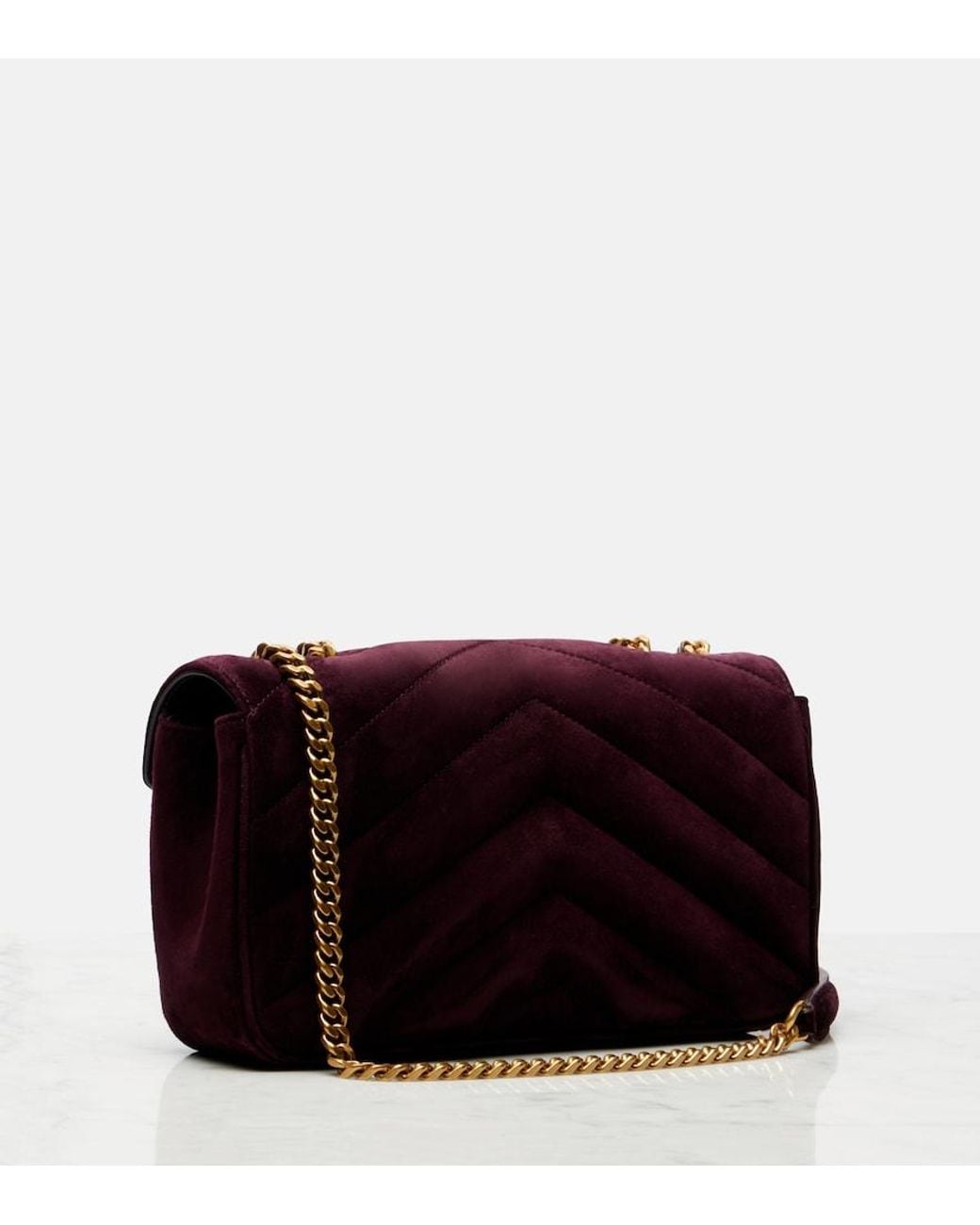 Saint Laurent White Loulou Small Matelasse Suede Shoulder Bag