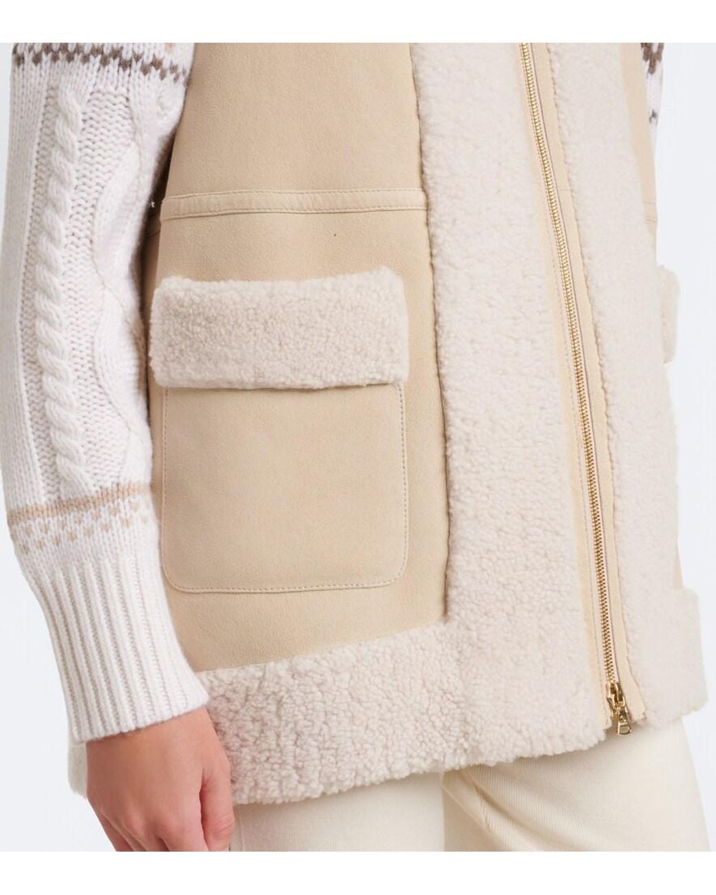 Bogner Natural Lonal Shearling-Trimmed Suede Ski Vest