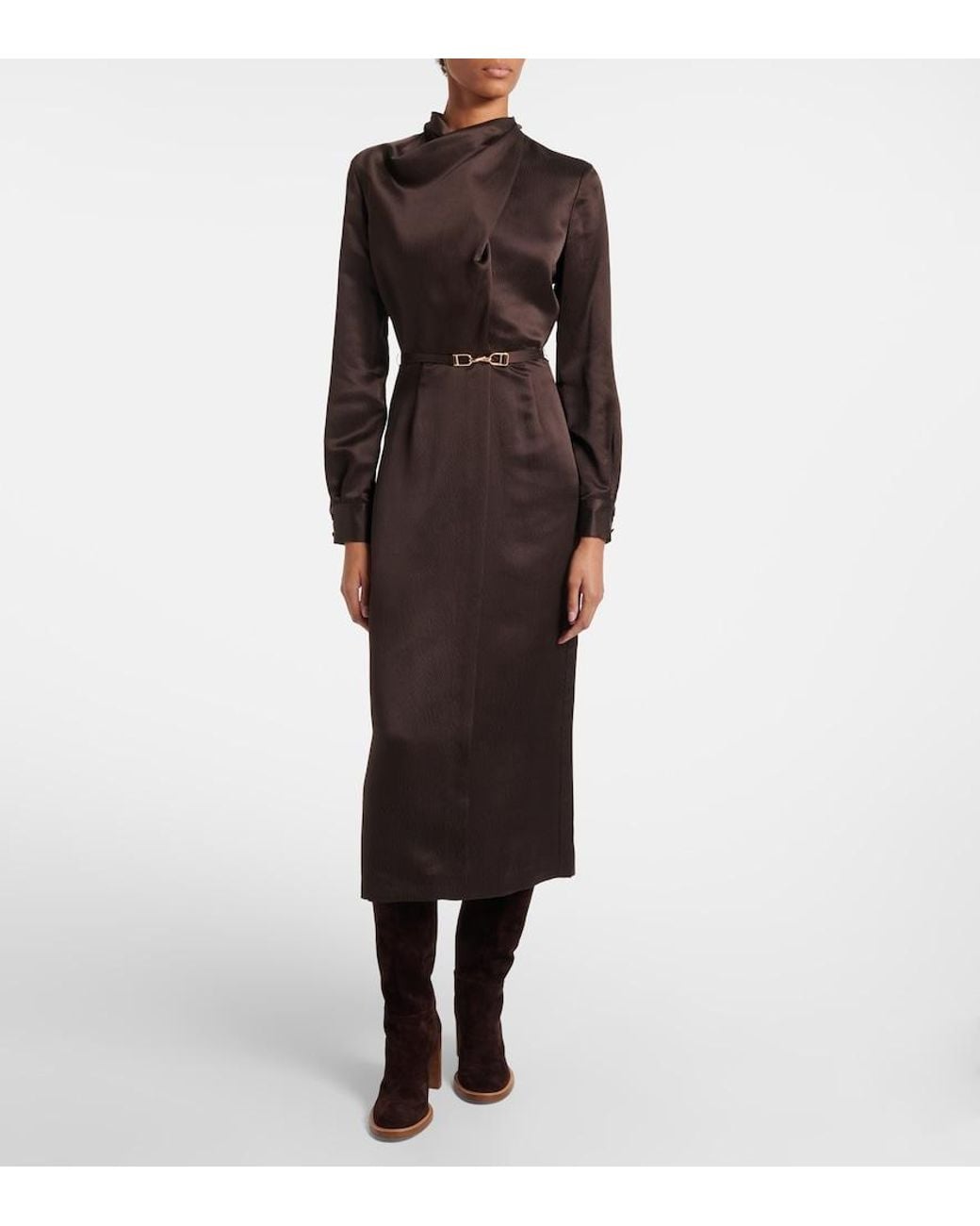 Gabriela Hearst Black Josef Belted Silk Midi Dress