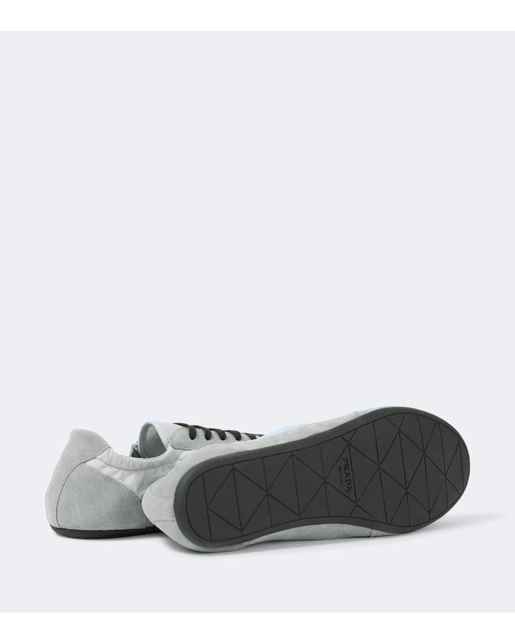 Prada Metallic Collapse Re-Nylon And Suede Sneakers for men