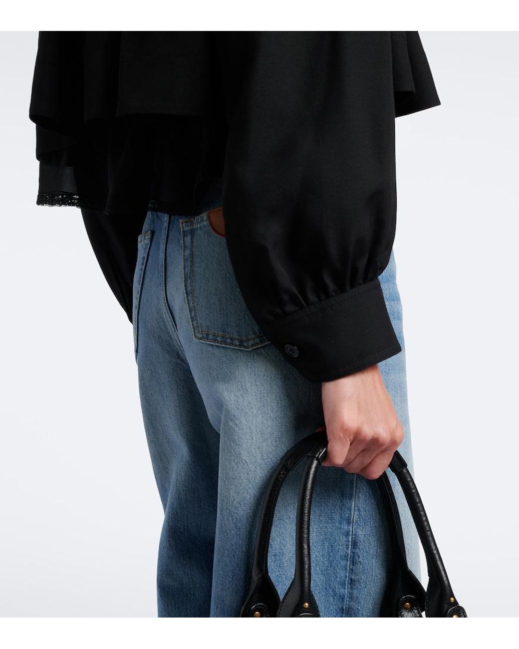 Chloé Black Gathered Cropped Faille Jacket