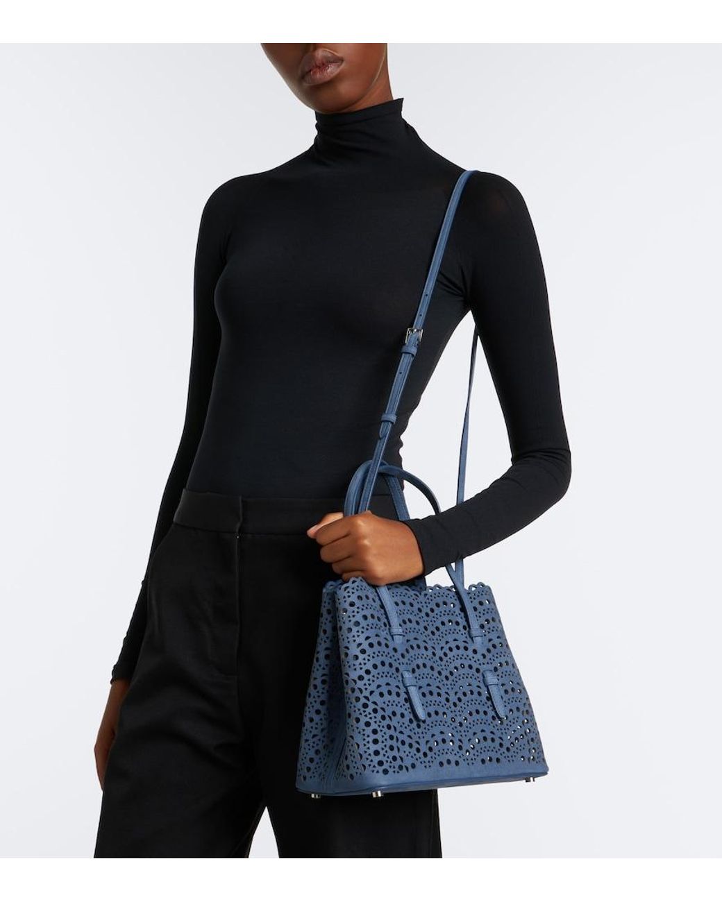 Alaïa Blue Mina 20 Medium Leather Top-Handle Bag