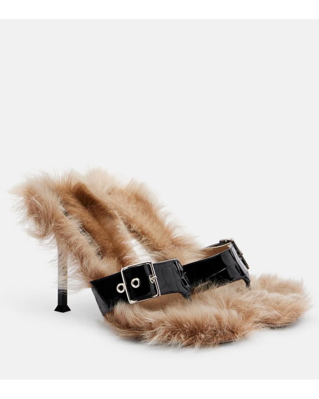 Christen Black Helix 95 Croc-Effect Leather Thong Sandals