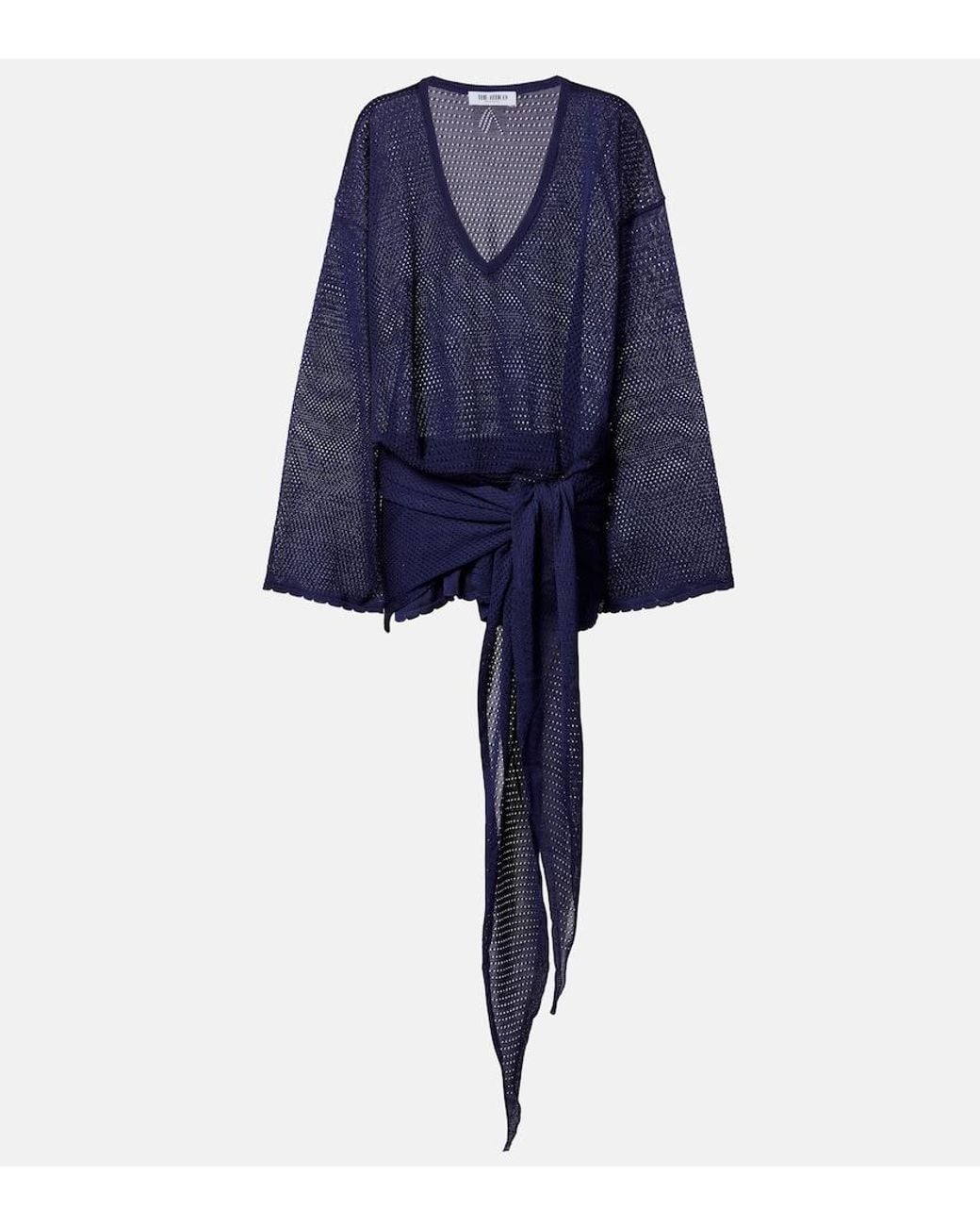 The Attico Blue Open-Knit Minidress