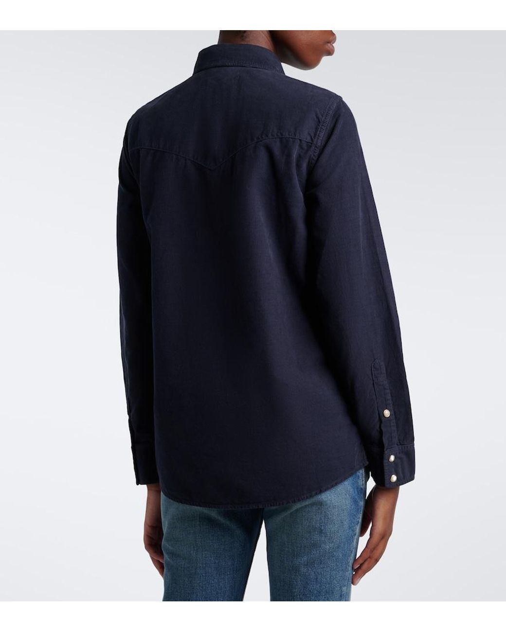 Nili Lotan Blue Travis Cotton Corduroy Shirt