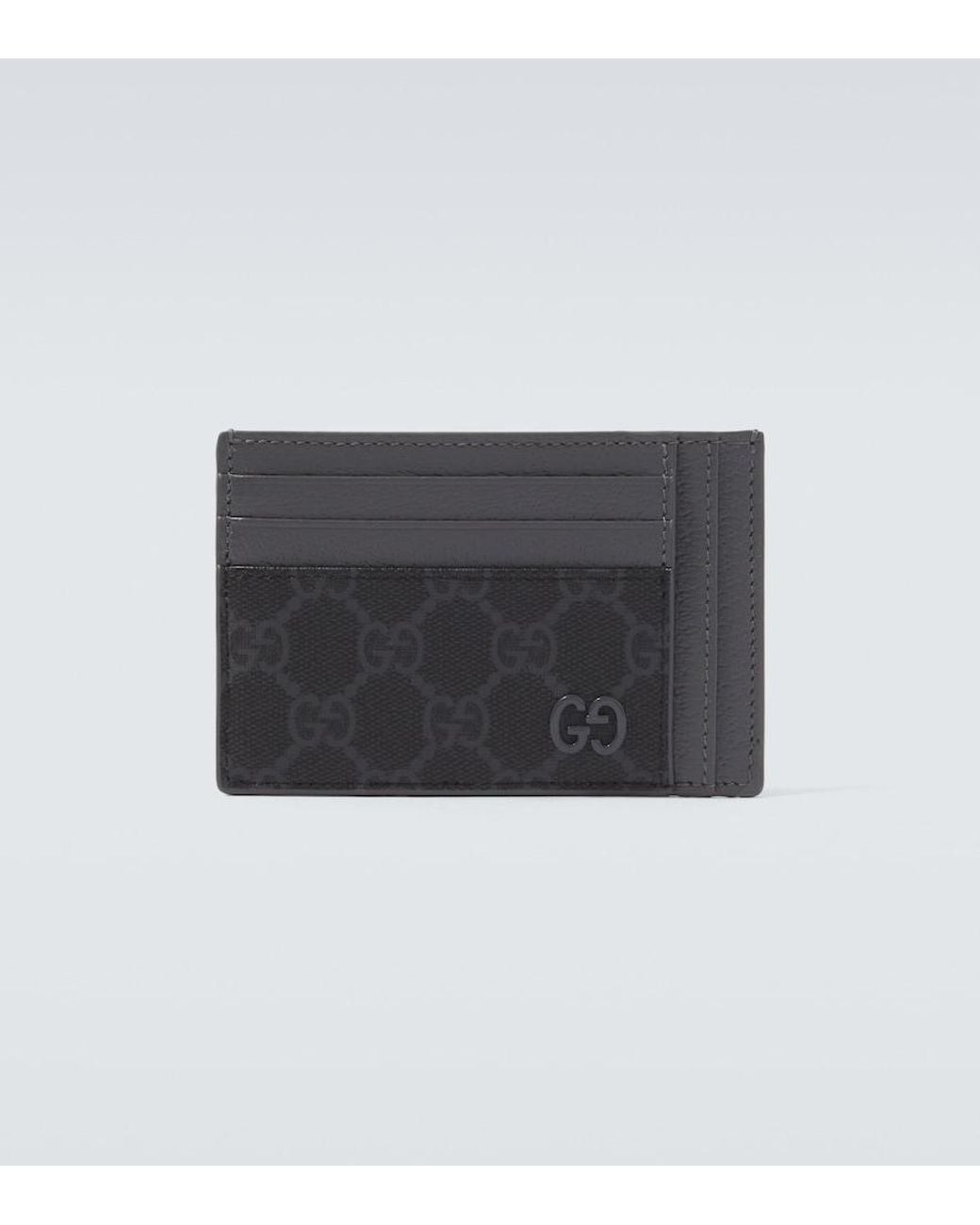 Gucci Black Gg Canvas And Leather Card Holder for men