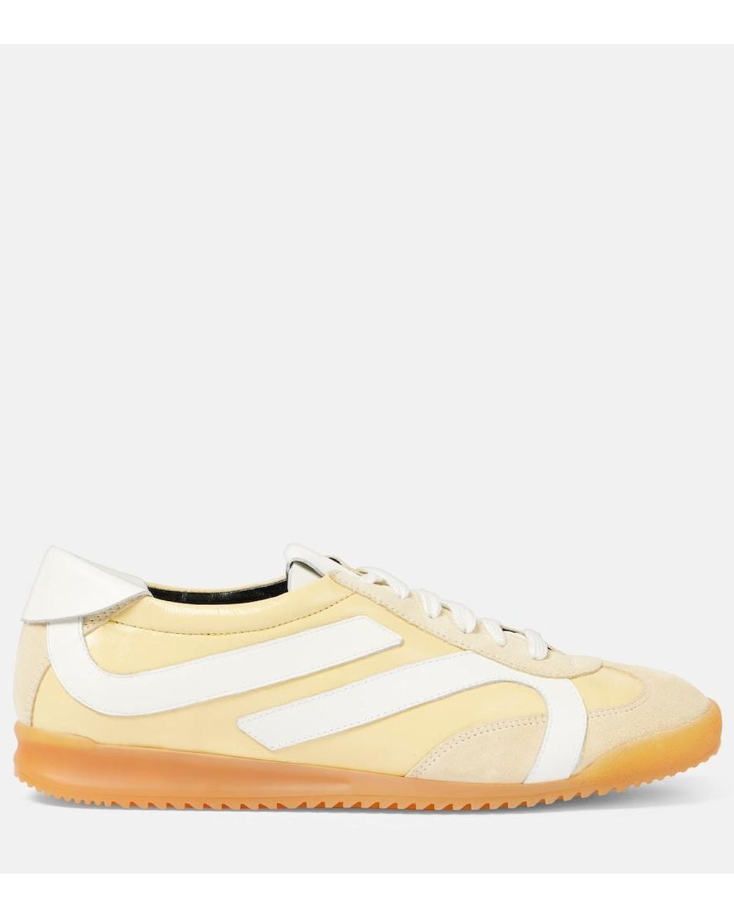 Proenza Schouler Yellow Track Suede-Trimmed Leather Sneakers