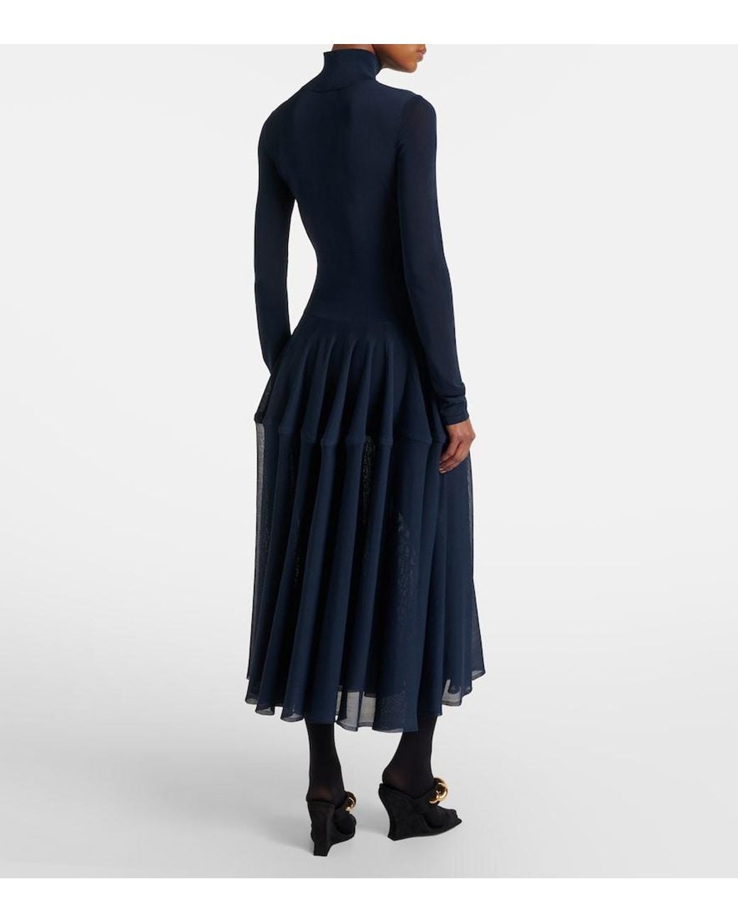 Alaïa Blue Sheer Midi Dress