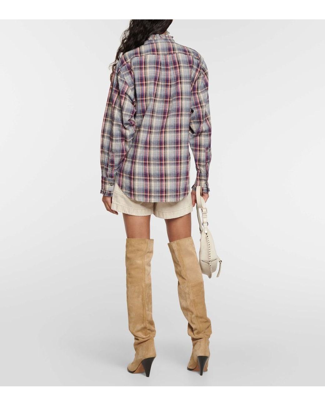 Isabel Marant Blue Saoli Checked Cotton And Linen Shirt