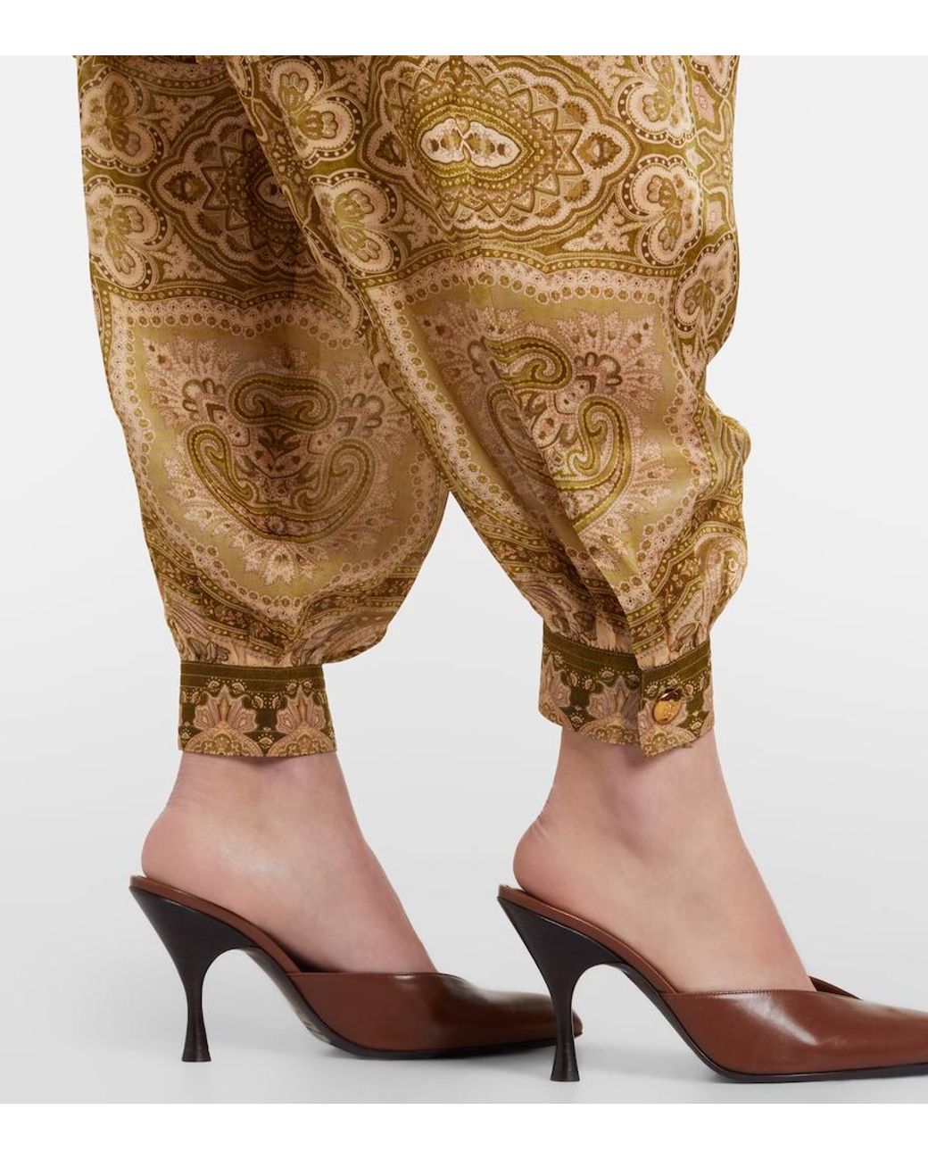 Zimmermann Natural Luna Paisley Silk Satin Balloon Pants