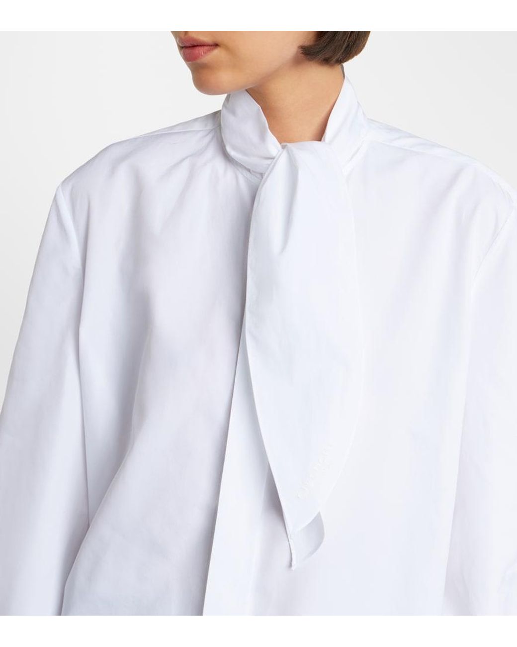 Givenchy White Tie-Neck Cotton Shirt