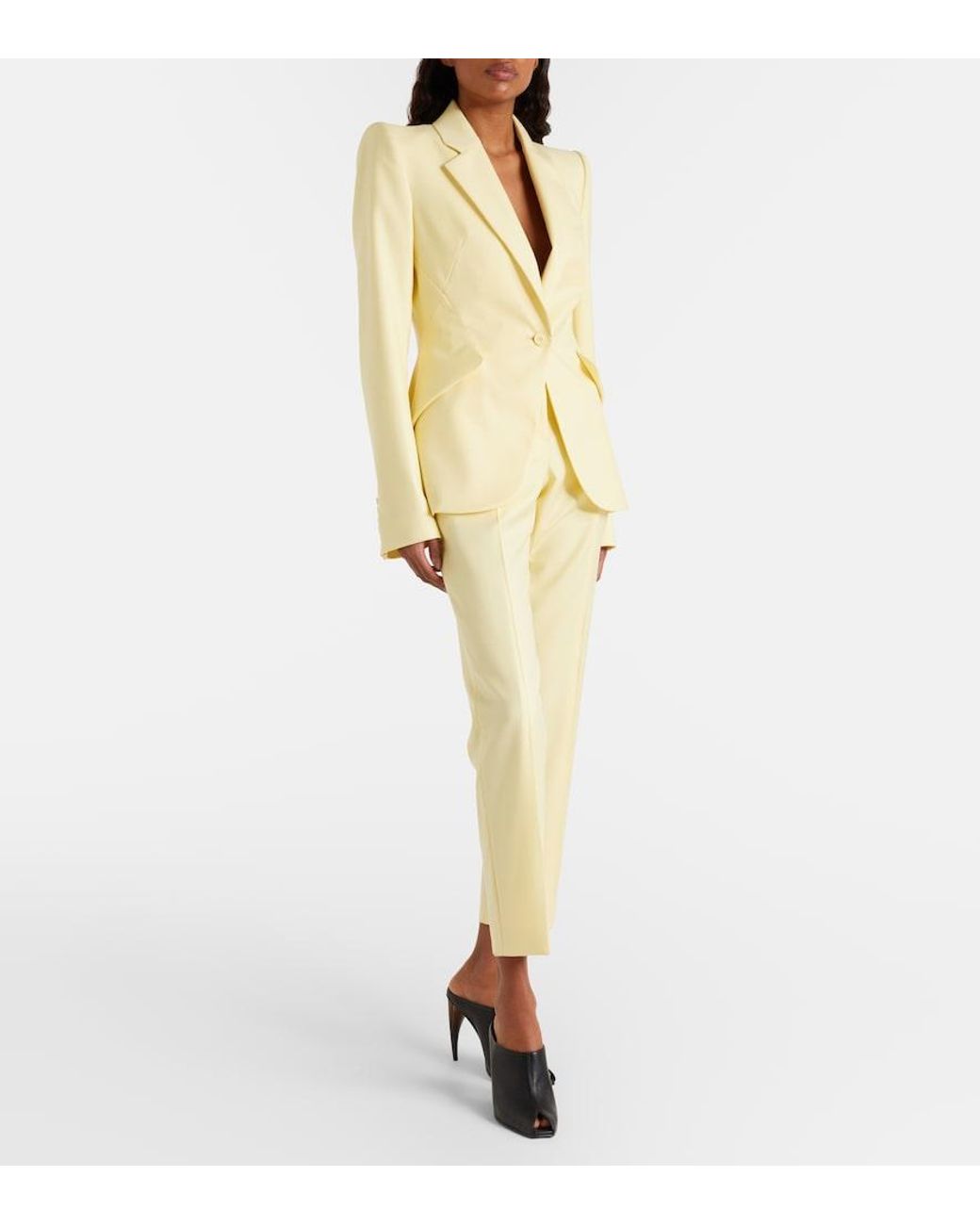 McQueen Natural Wool Gabardine Slim Pants
