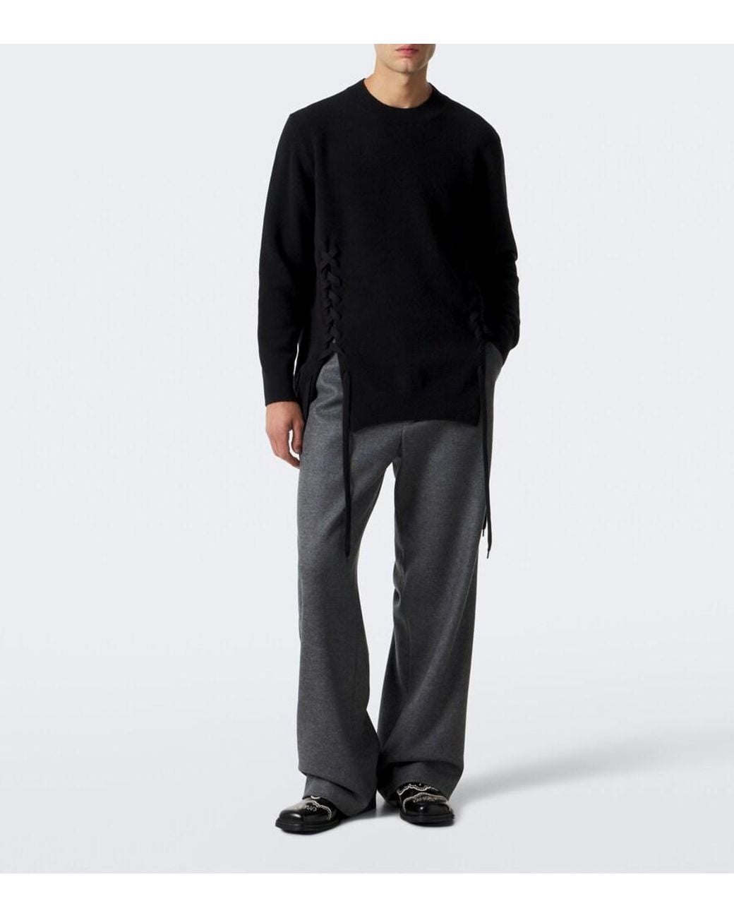 Simone Rocha Black Braided Wool-Blend Sweater for men