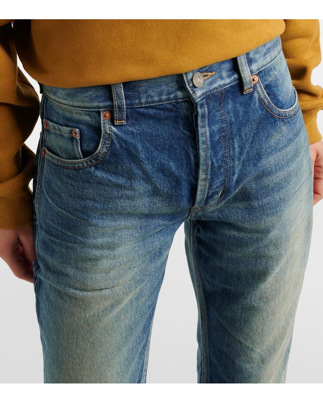 Saint Laurent Blue Faded Straight Jeans