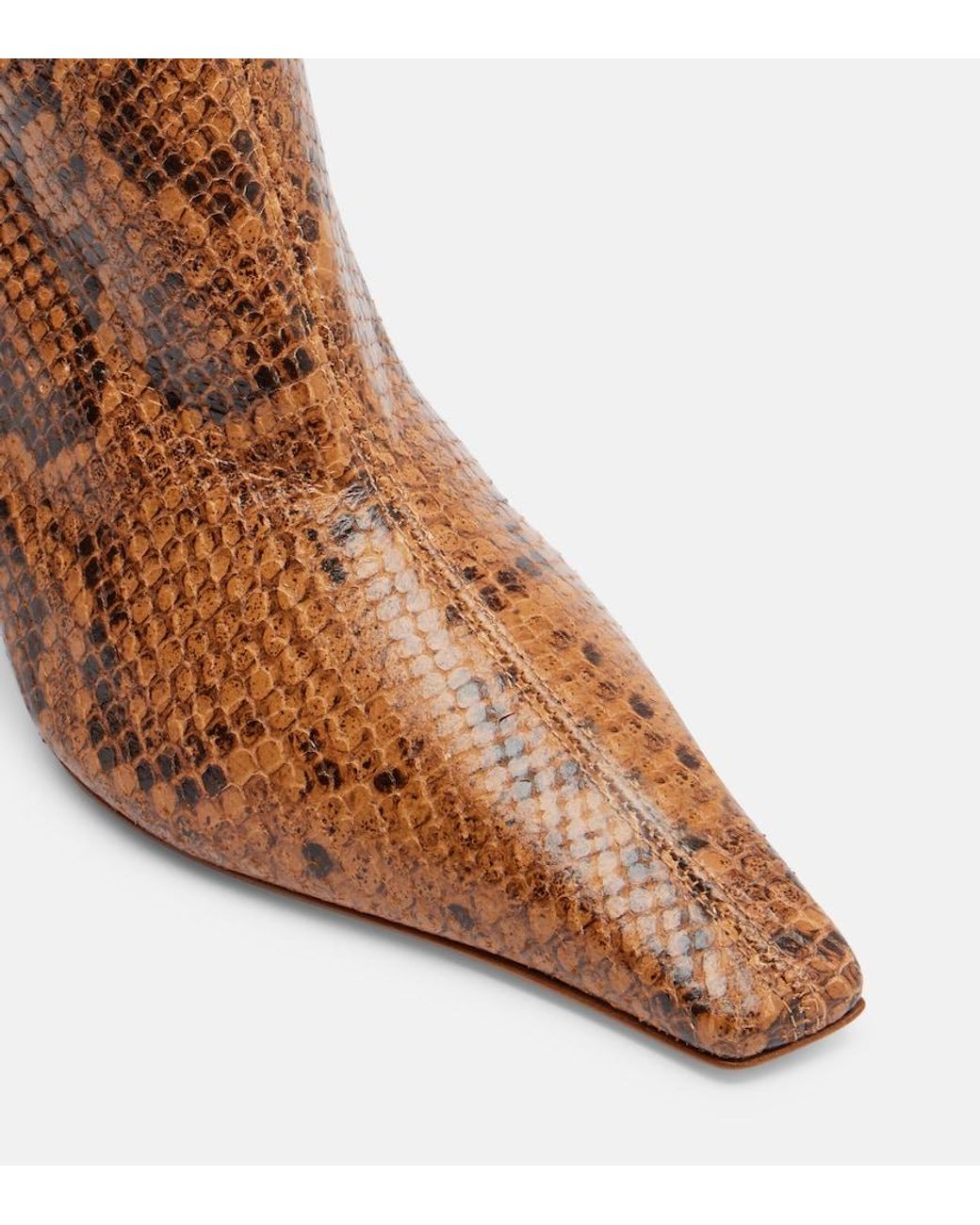 AMINA MUADDI Brown Jamie Snake-Effect Leather Ankle Boots
