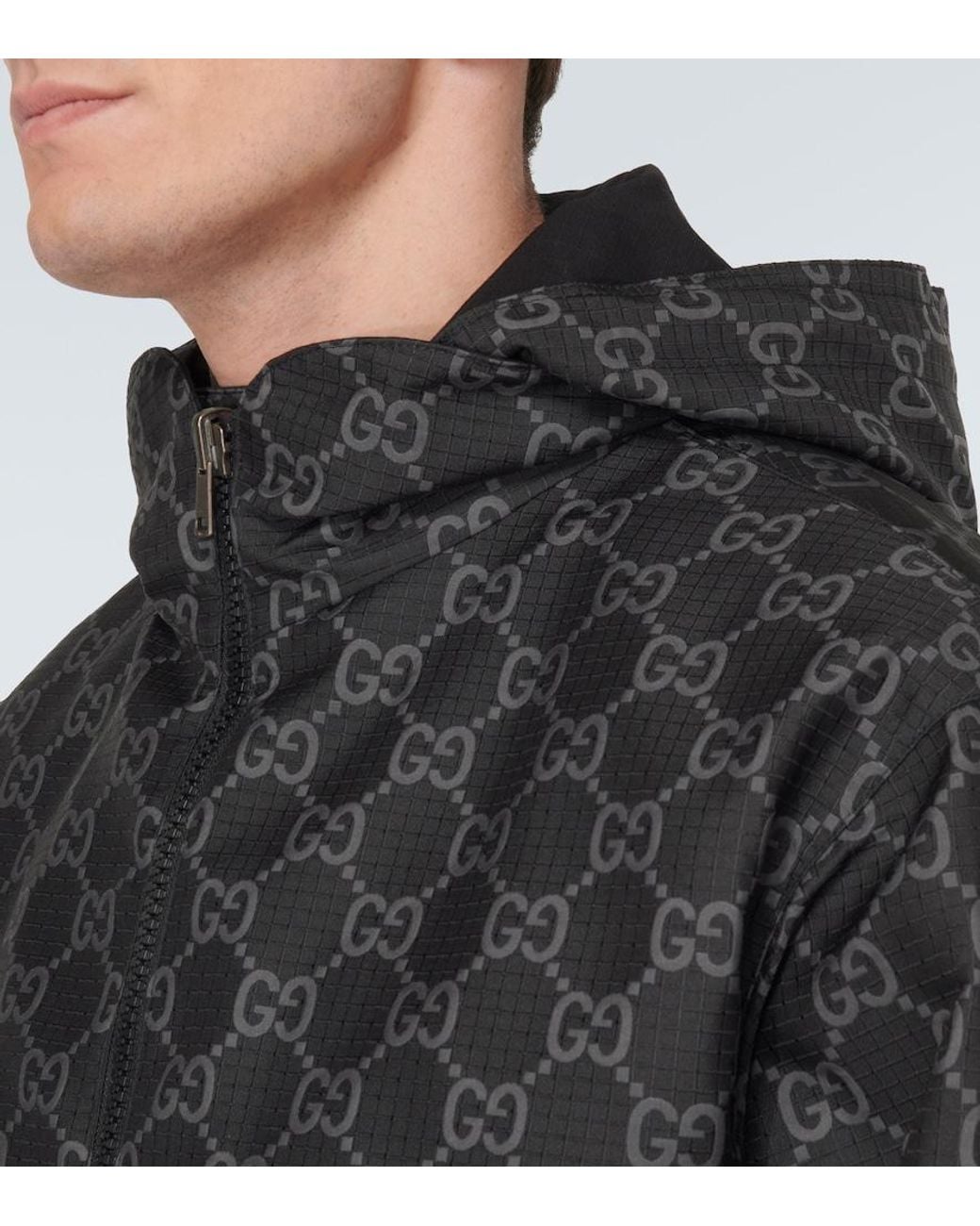 Gucci Black Interlocking Logo Ripstop Jacket for men