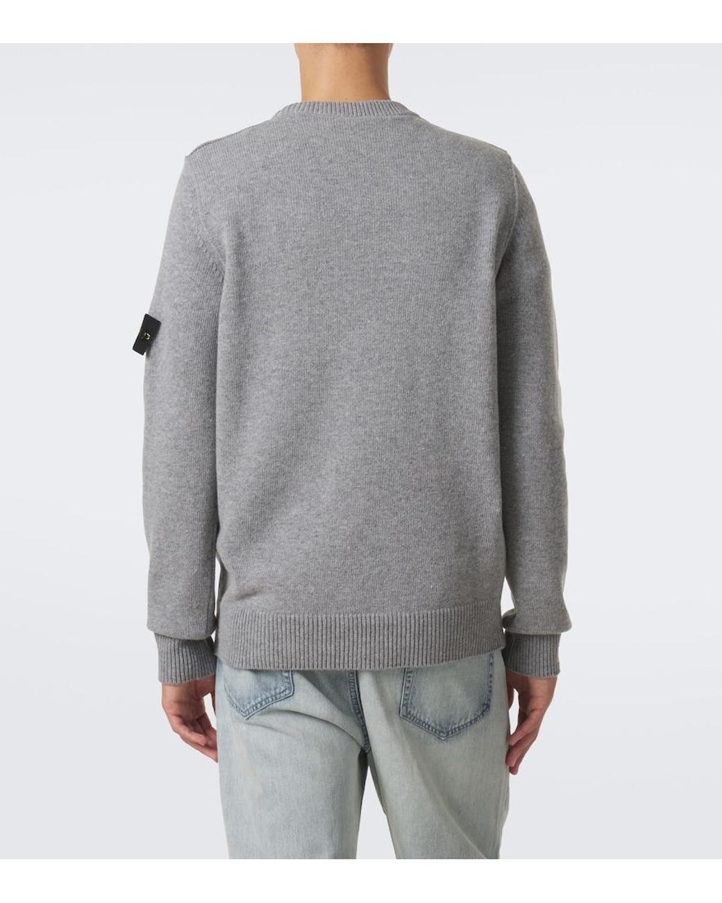 Stone Island Gray Compass Badge Wool-Blend Sweater for men