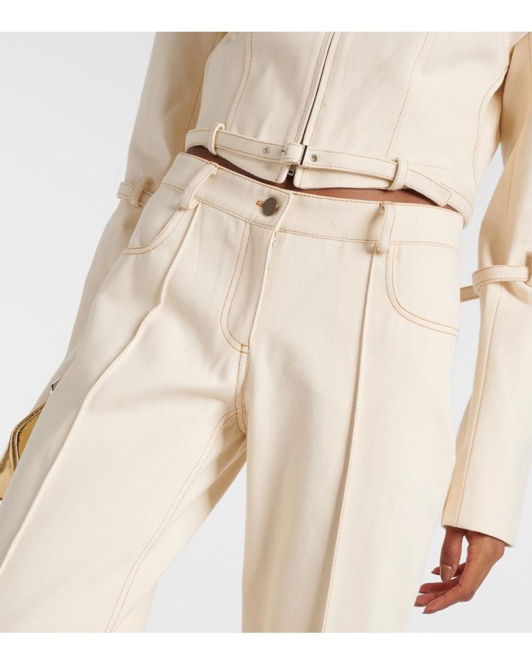 AYA MUSE Natural Tuxis Low-Rise Cotton Wide-Leg Pants