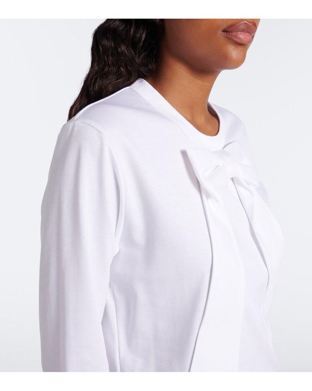 Noir Kei Ninomiya White Bow-Detail Cotton Jersey Top