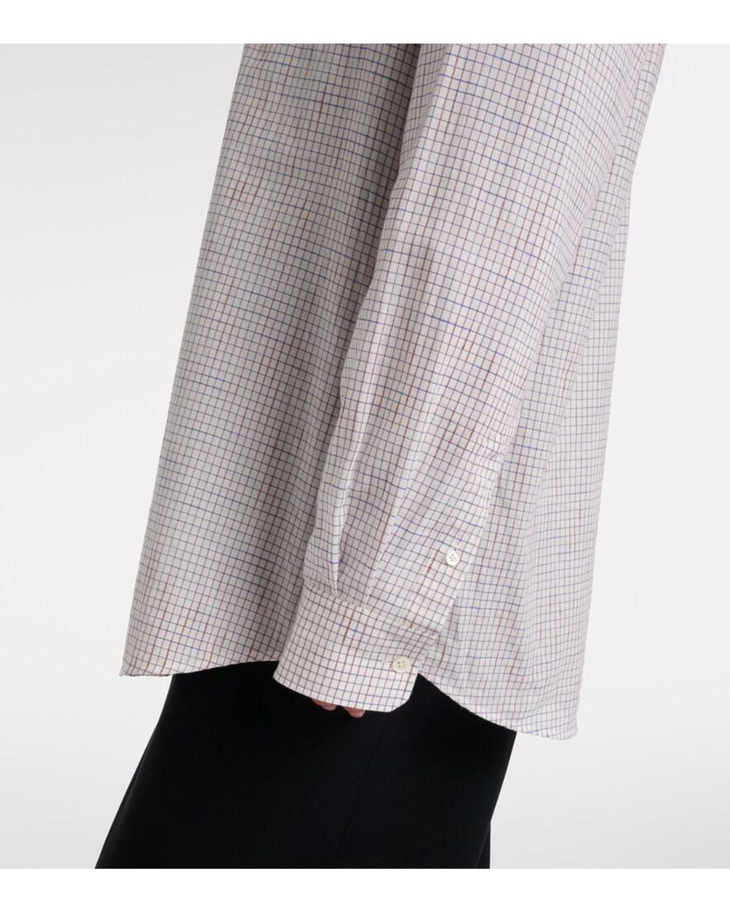 The Row White Dalan Checked Cotton Shirt