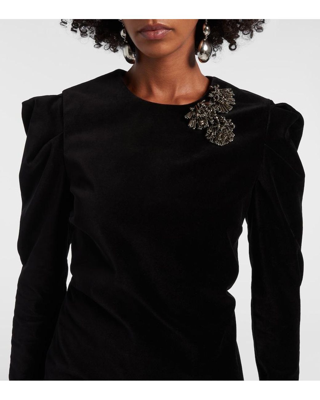 Isabel Marant Black Danee Embellished Velvet Minidress
