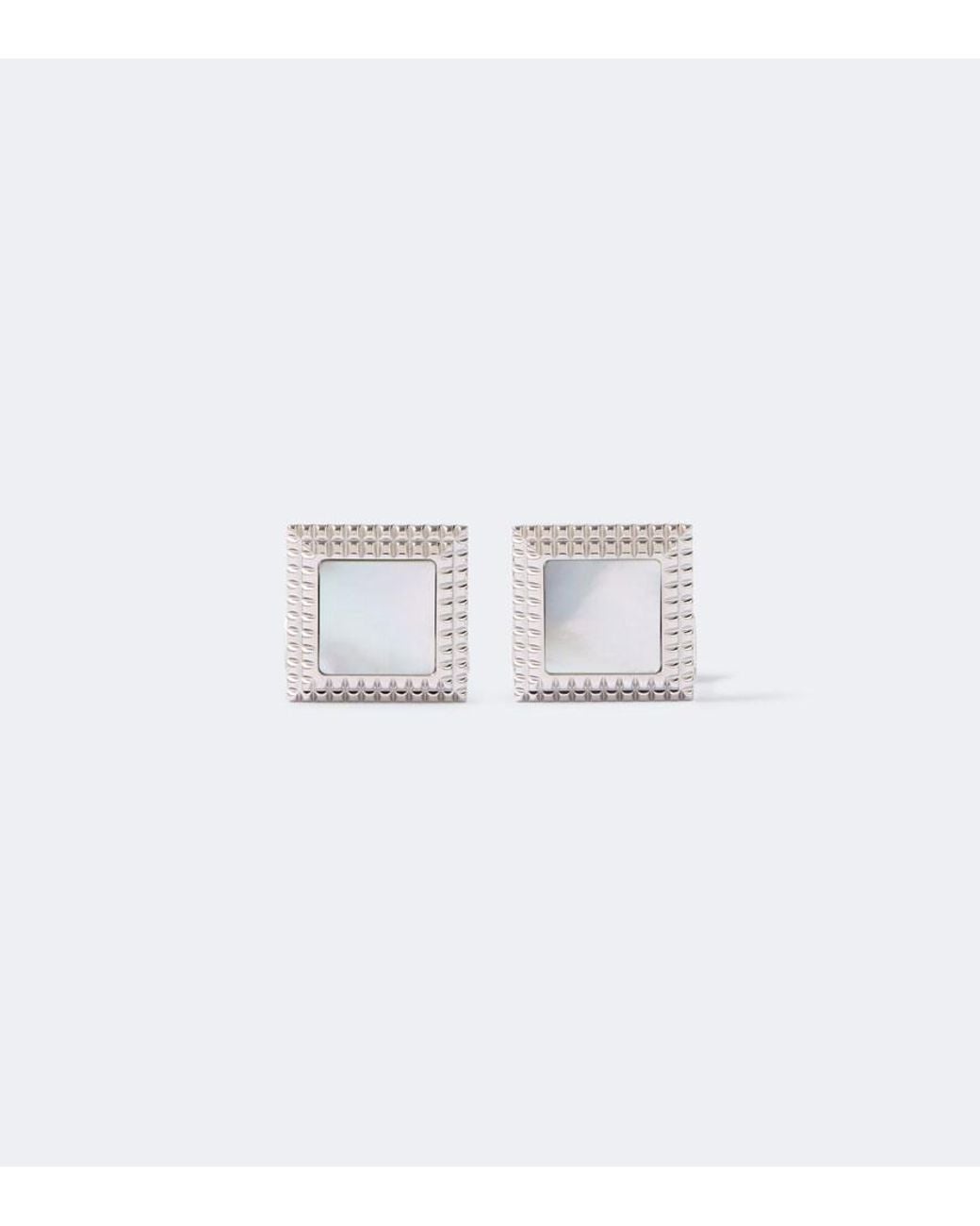 Dunhill White Sterling Cufflinks With Mother-Of-Pearls for men