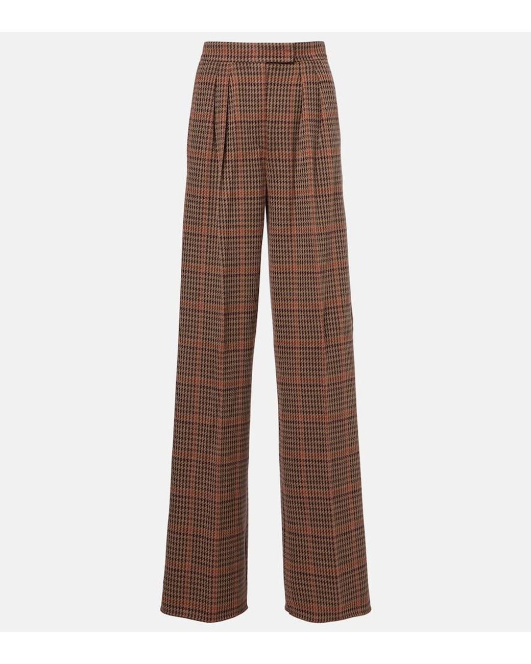 Max Mara Brown Seggio Wool And Cotton Jersey Wide-Leg Pants