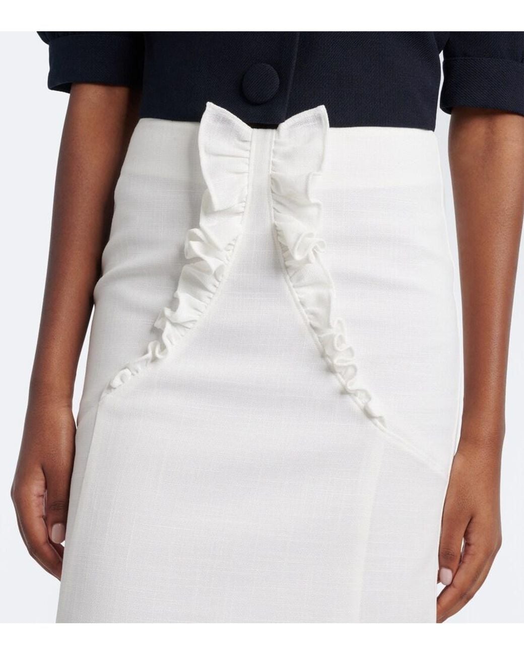 ShuShu/Tong White Bow-Detail Ruffled Midi Skirt