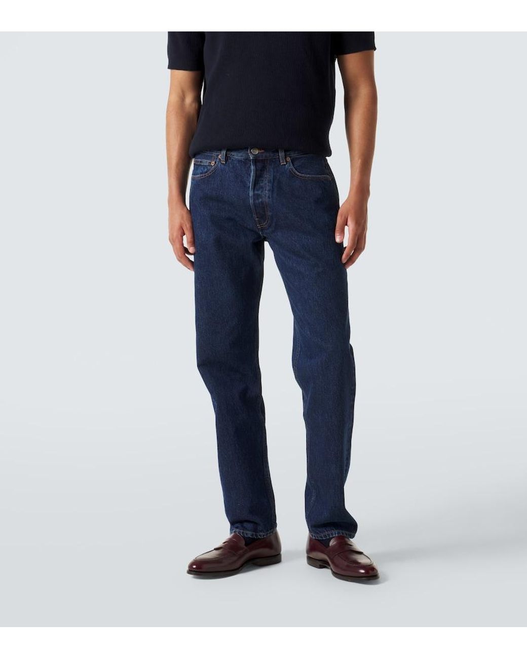 Thom Sweeney Blue Straight Jeans for men