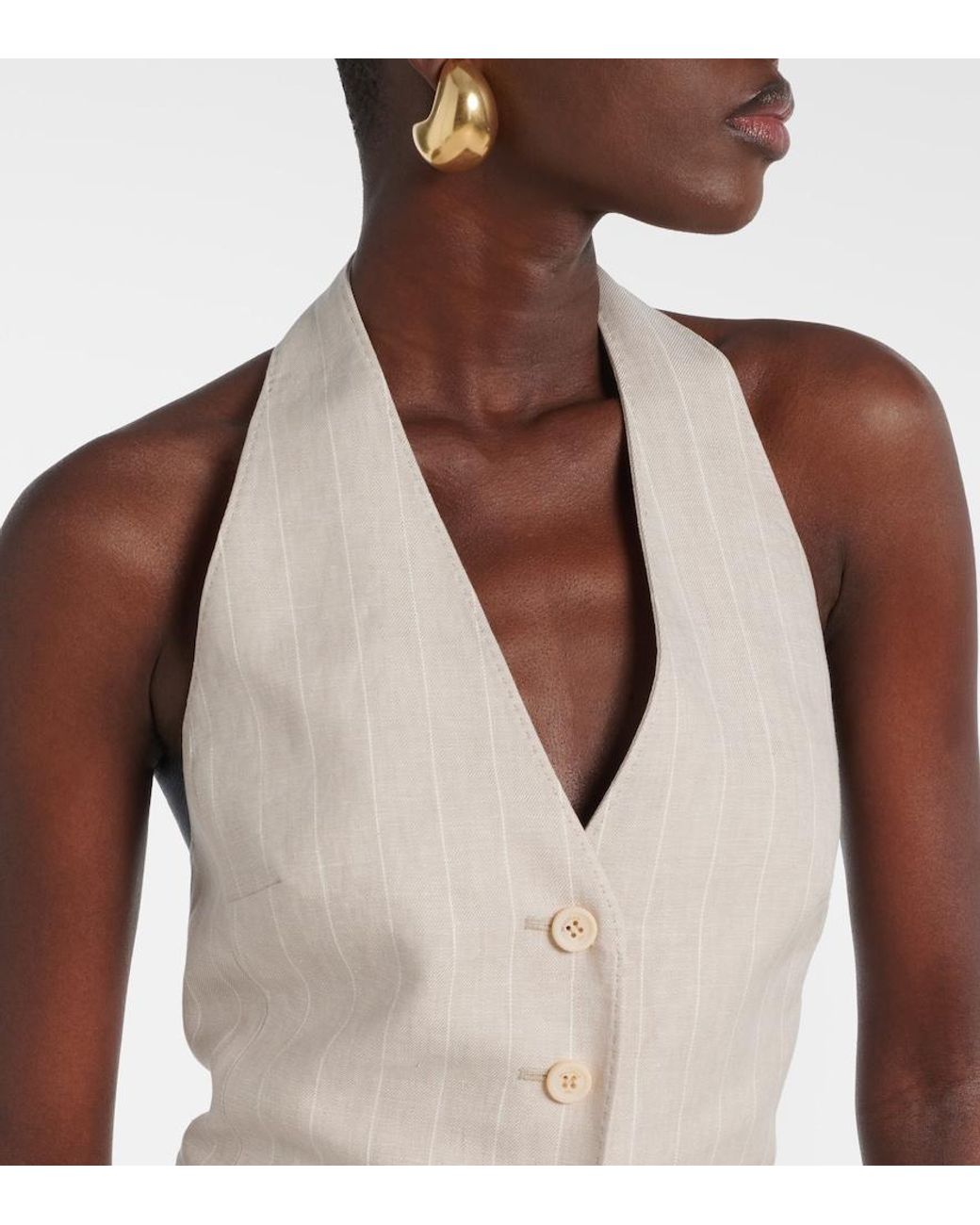 Max Mara White Sauro Linen Vest