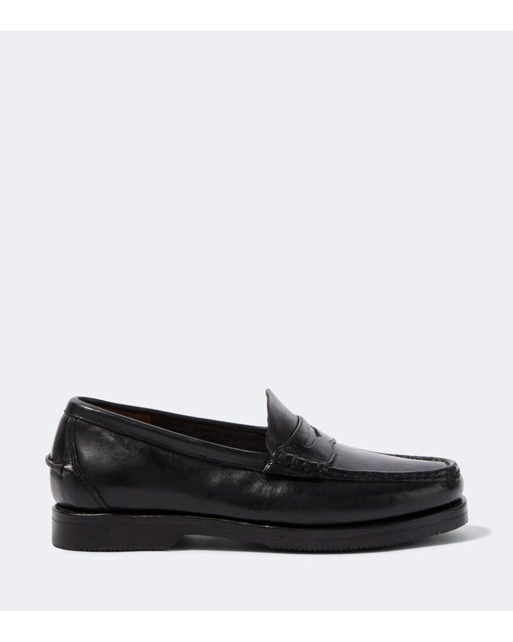 Visvim Black Fabro-Folk Leather Penny Loafers for men