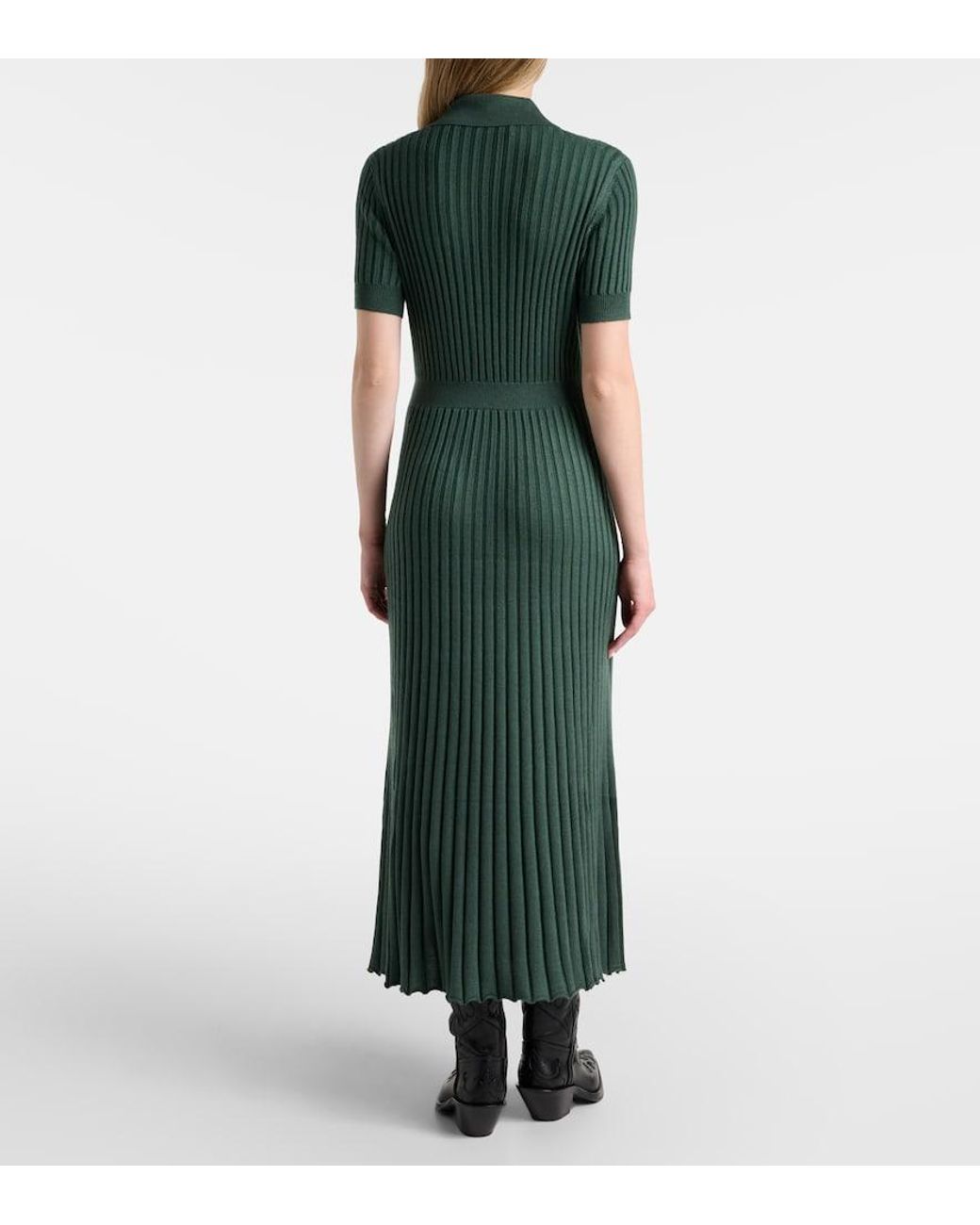 Gabriela Hearst Green Amor Cashmere And Silk Midi Dress