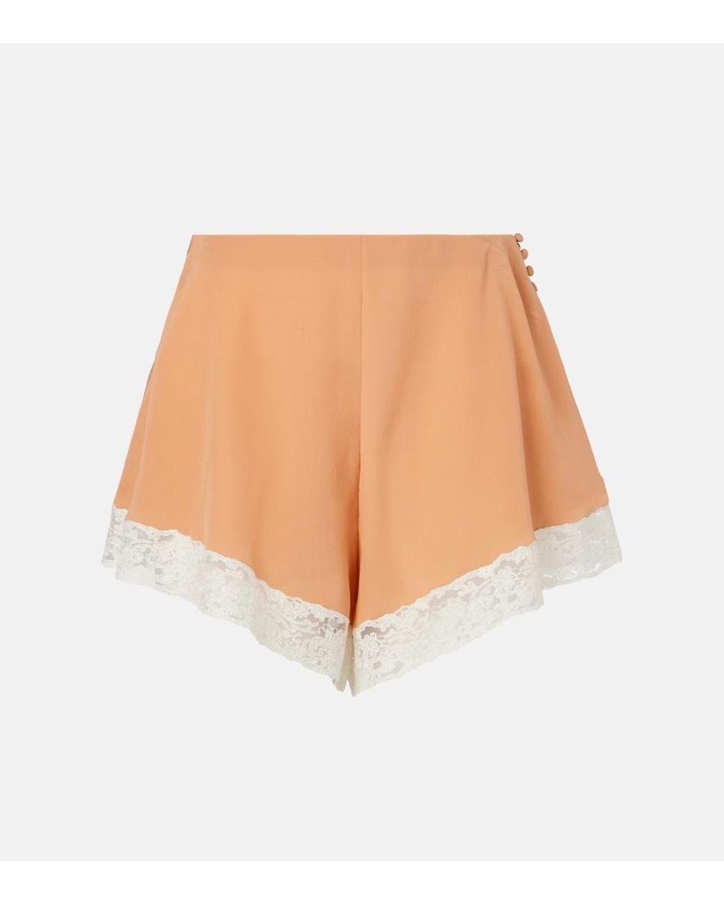 Chloé White Lace-Trimmed Silk Shorts