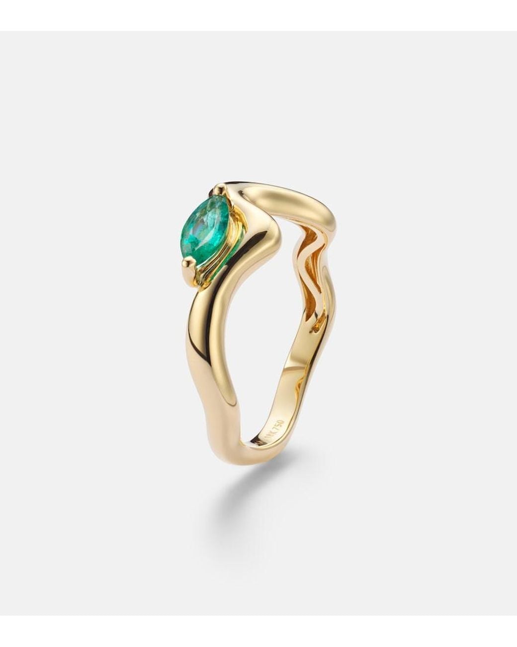 SHAY White 18Kt Ring With Emeralds