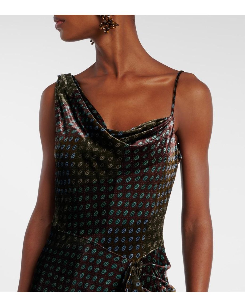 Dries Van Noten Black Asymmetric Printed Gown