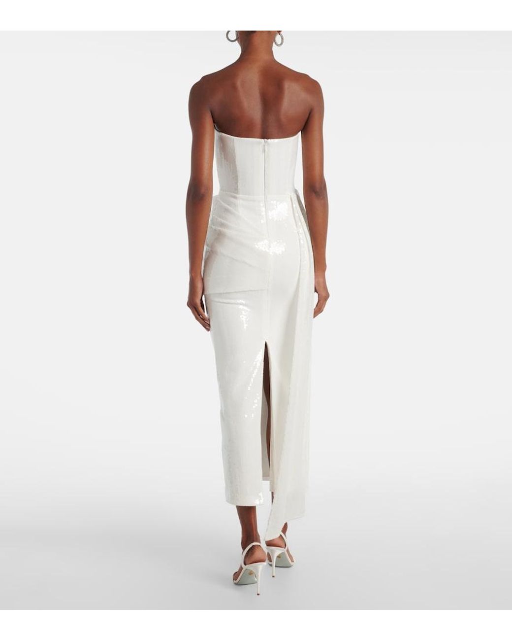 Alex Perry White Bridal Bustier-Robe Mit Pailletten