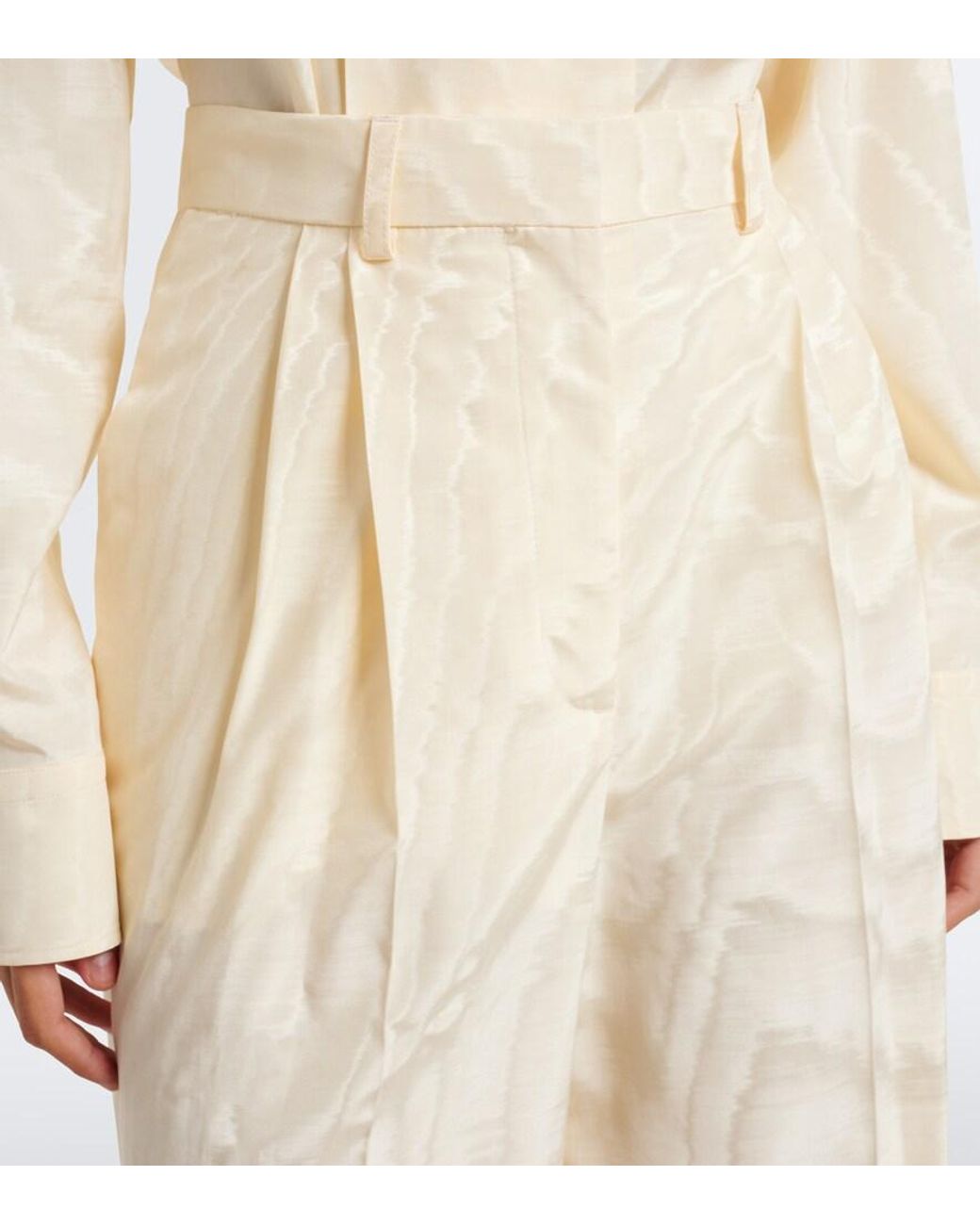 Stella McCartney White Pleated Moire Pants