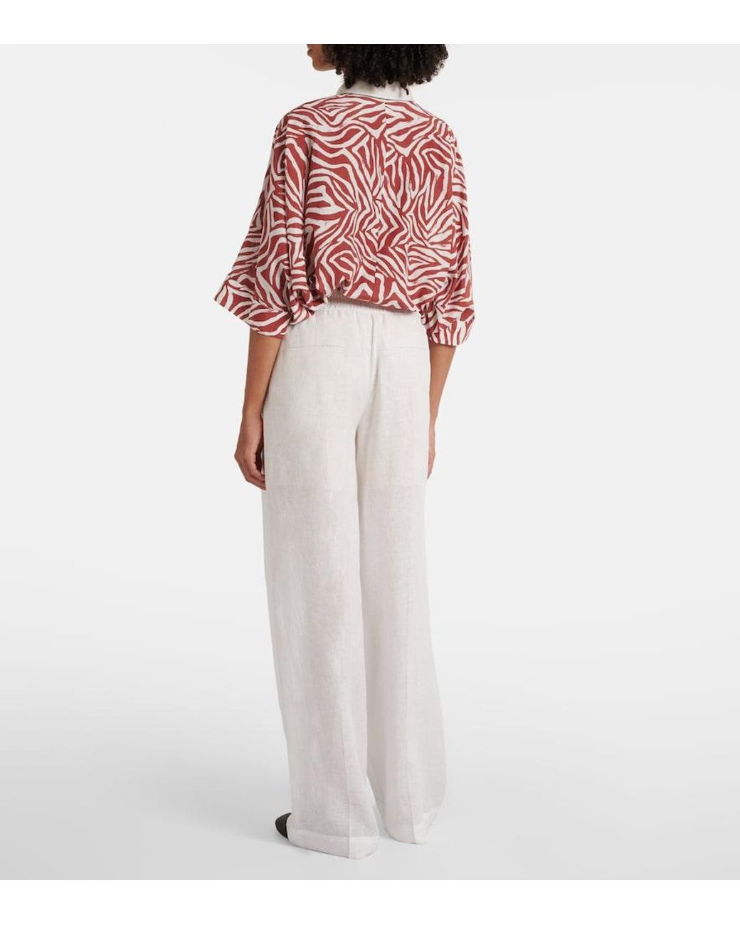 Brunello Cucinelli White Linen Wide-Leg Pants