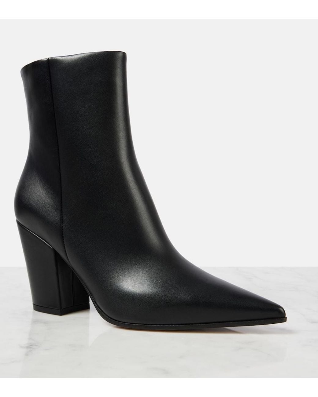 Gianvito Rossi Black Keinna 85 Leather Ankle Boots