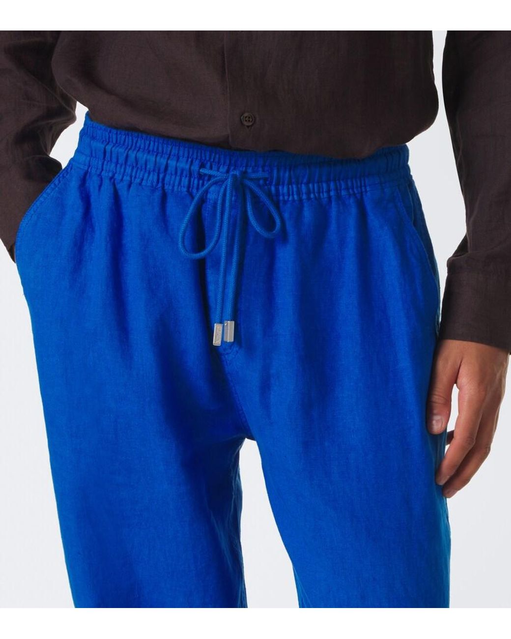 Vilebrequin Blue Linen Wide-Leg Pants for men