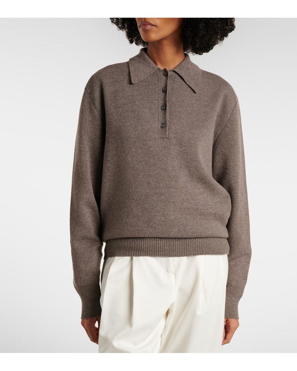 Rohe Gray Wool And Cashmere Polo Sweater