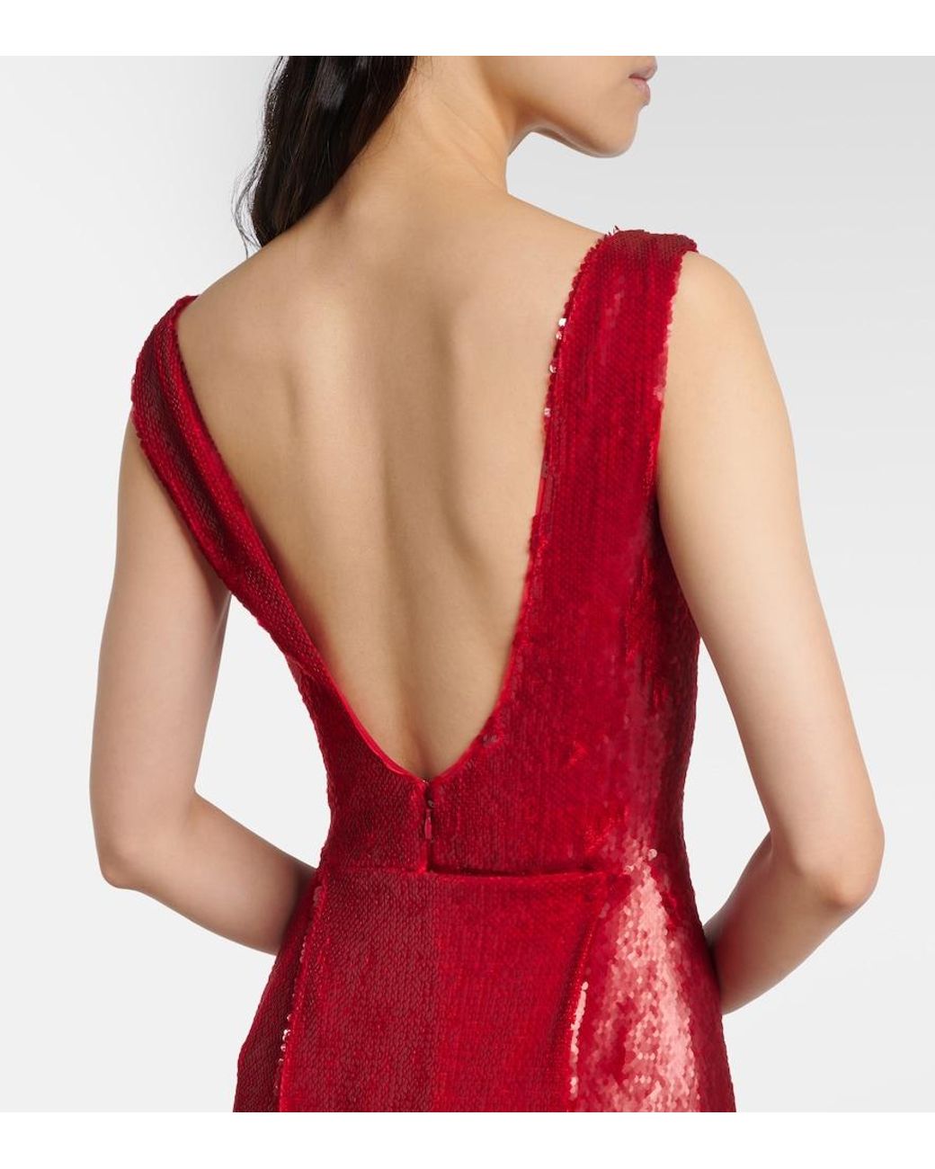 Emilia Wickstead Red Jacira Sequined Cocktail Dress